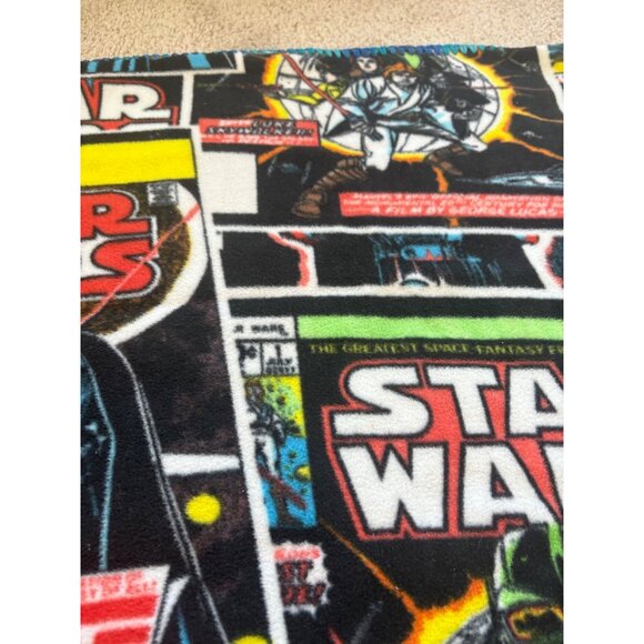 Star Wars Comic Book Fleece Blanket 24" x 58” Blue Yarn Edging Great Condition - Picture 4 of 8